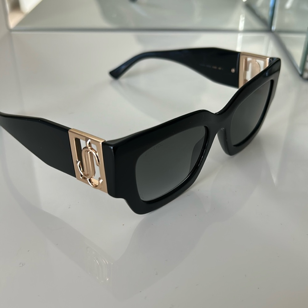 Jimmy Choo Nenas 3D Logo Acetate Rectangle Sunglasses